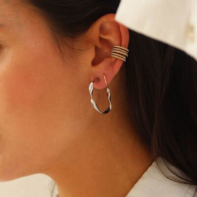 Mini twisted hoop earrings Séréna Silver | Handmade in France