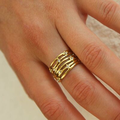 Gigi rhinestone mulitrang ring | Handmade jewelry in France