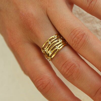 Gigi Multi-Row Rhinestone Ring | Handmade Jewelry in France