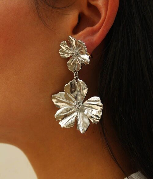 Boucles d'oreilles fleurs Victoria Argent | Faites en France