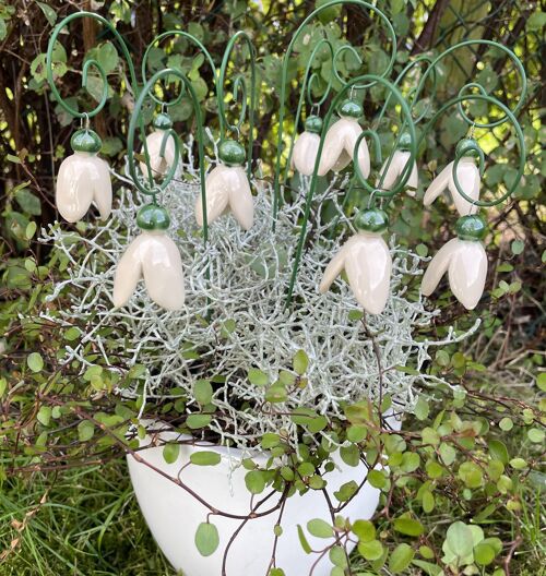 Hanging Ceramic Snowdrop, Plant stake
