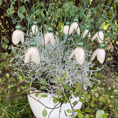 Hanging Ceramic Snowdrop, Plant stake