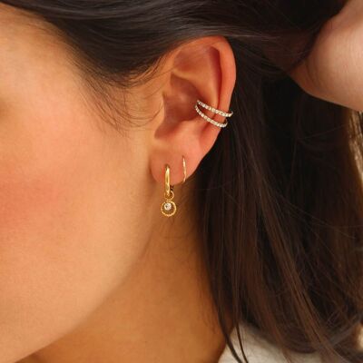 Emma mini hoop earrings with rhinestones | Handmade in France