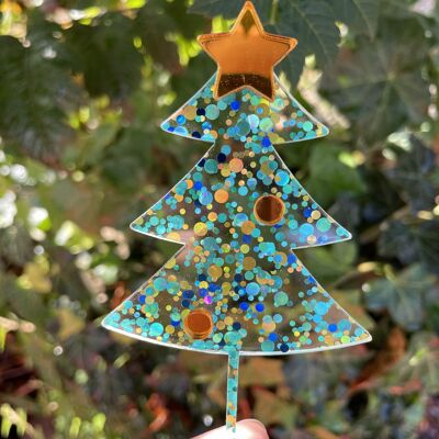 Mirrored Acrylic Christmas Tree Plant Pick