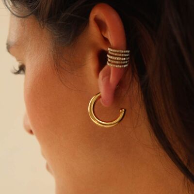 Mini tube hoop earrings Désirée Gold | Handmade jewelry in France