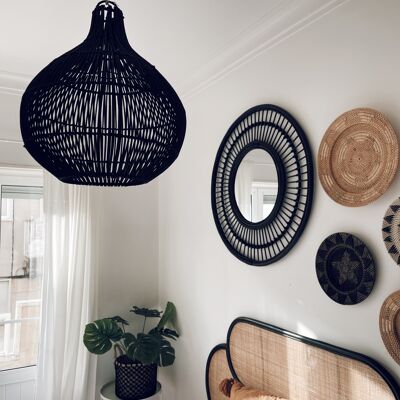 Pantalla para lámpara de ratán Mandala - Negro