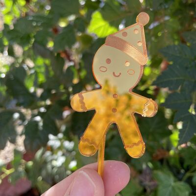 Plant pick Gingerbread man acrylic mirror