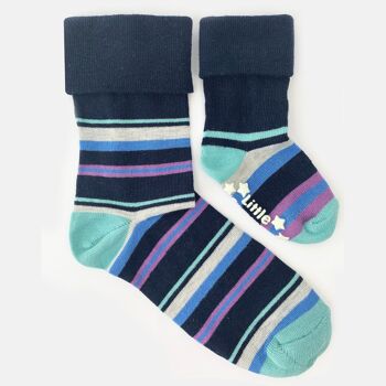 Mini Me Coffret cadeau de chaussettes assorties pour adultes et enfants en famille à rayures bleu marine – Le cadeau d'anniversaire ou de Noël parfait 4