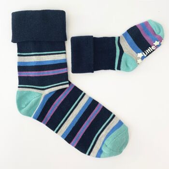 Mini Me Coffret cadeau de chaussettes assorties pour adultes et enfants en famille à rayures bleu marine – Le cadeau d'anniversaire ou de Noël parfait 7