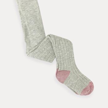 Collants côtelés antidérapants super doux pour bébé et tout-petit en gris chiné 1