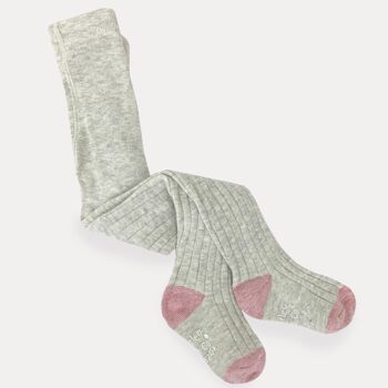 Collants côtelés antidérapants super doux pour bébé et tout-petit en gris chiné 2