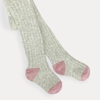 Collants côtelés antidérapants super doux pour bébé et tout-petit en gris chiné 4