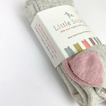 Collants côtelés antidérapants super doux pour bébé et tout-petit en gris chiné 5