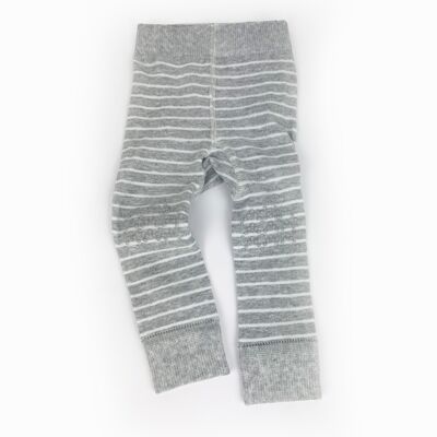 Baby-Leggings mit rutschfesten Knien – Grau + Weiß gestreift. Strumpfhosen ohne Fuß