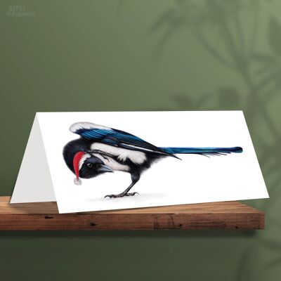 Magpie Christmas Card, Animal Christmas Cards, Cute Greeting Card, Bird Cards