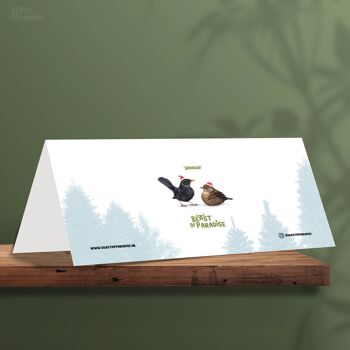 Carte de Noël Blackbird, Cartes de Noël pour animaux, Carte de vœux mignonne, Cartes d’oiseaux 2