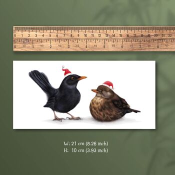 Carte de Noël Blackbird, Cartes de Noël pour animaux, Carte de vœux mignonne, Cartes d’oiseaux 3