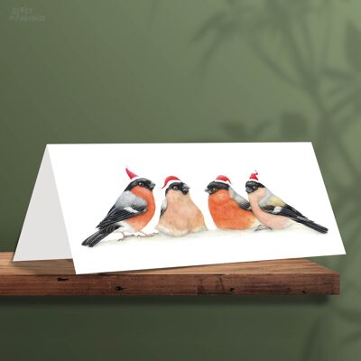 Tarjeta de Navidad Bullfinch, Tarjetas de Navidad de animales, Tarjeta de felicitación linda, Tarjetas de pájaros