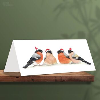 Carte de Noël Bouvreuil, Cartes de Noël animaux, Carte de vœux mignonne, Cartes d’oiseaux 1