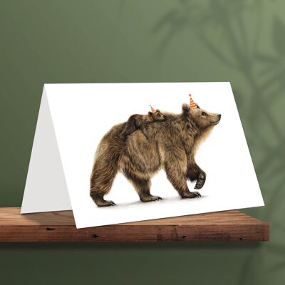 Birthday Card Bear, Happy Bear Day!, Animal Cards, Funny Greeting Card, Blank Card, Invitation Card, 12.3 x 17.5 cm
