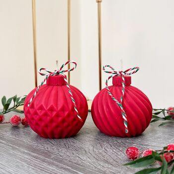 Bougies de Noël rouges - Bougie boule de Noël - Décorations festives 5