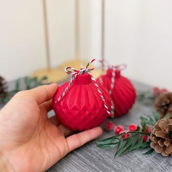 Bougies de Noël rouges - Bougie boule de Noël - Décorations festives 7