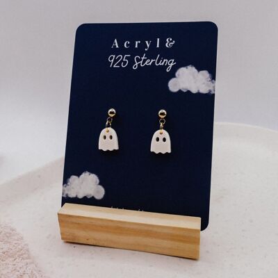 Earrings ghost acrylic stainless steel - lightweight stud earrings autumn halloween
