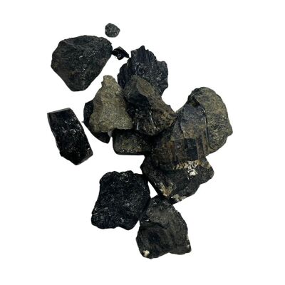 Cristaux bruts taillés grossièrement, 2-4 cm, paquet de 6, tourmaline noire