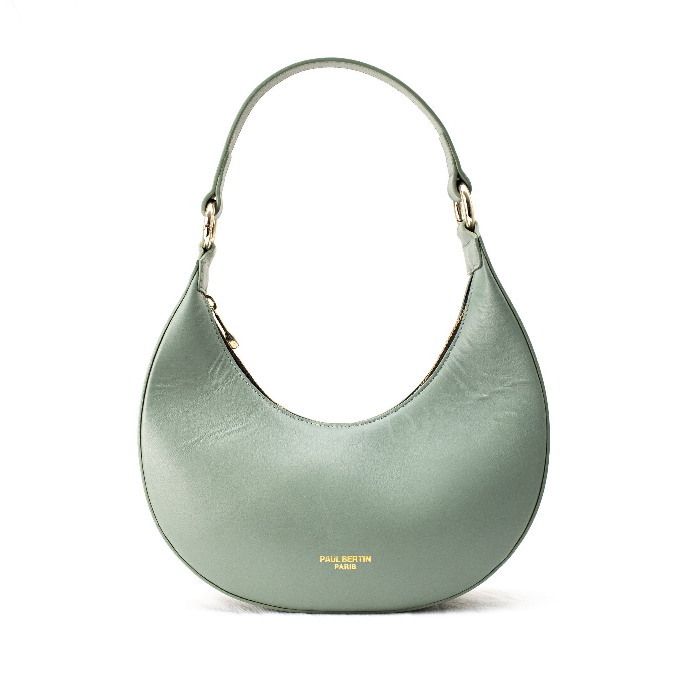 Moon - Khaki leather half-moon handbag