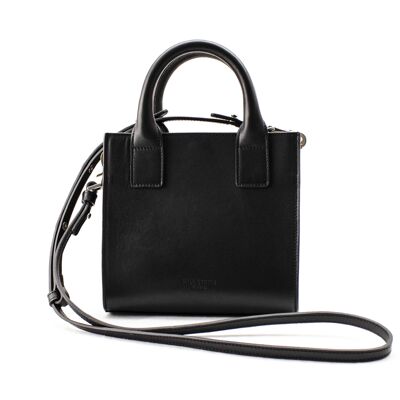 Kube - Black leather crossbody handbag