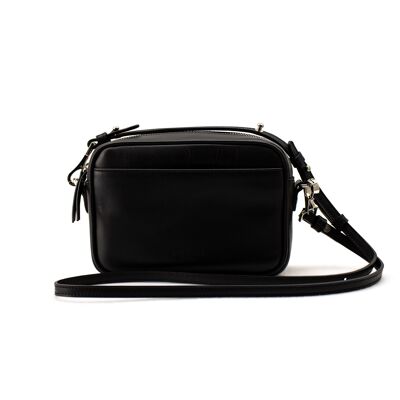 Nino - Black leather shoulder camera handbag