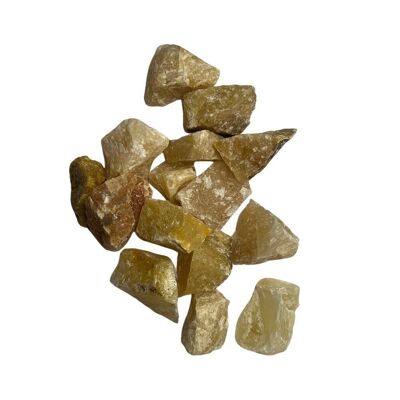 Rohe Kristalle im Rohschliff, 2–4 cm, 6 Stück, gelber Aventurin