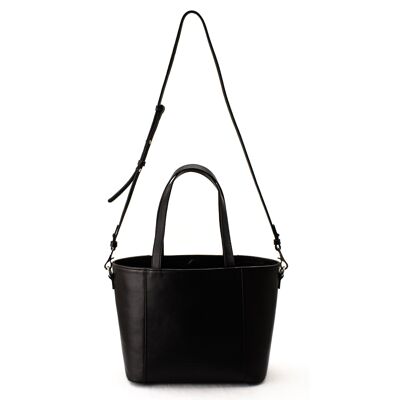 Suzanne M – Tote-Handtasche aus schwarzem genarbtem Leder