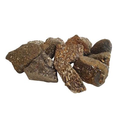 Rohe Kristalle im Rohschliff, 100–150 g, 6 Stück, Pyrit