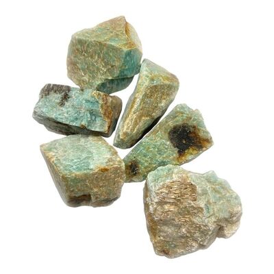 Rohe Kristalle im Rohschliff, 80–100 g, 6 Stück, Amazonit
