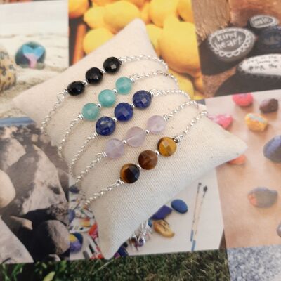 Pack of 5 Bracelets in 925 Silver and Natural Stones