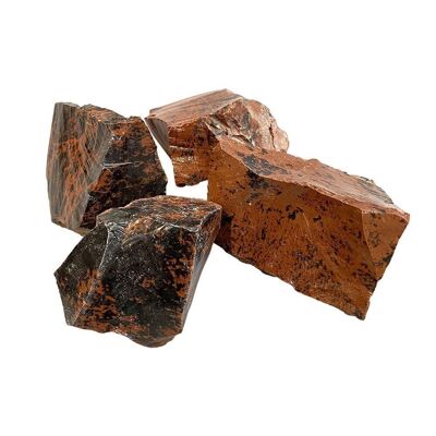 Rohe Kristalle im Rohschliff, 80–100 g, 6 Stück, Mahagoni-Obsidian