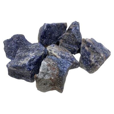 Rohe Kristalle im Rohschliff, 80–100 g, 6 Stück, Sodalith