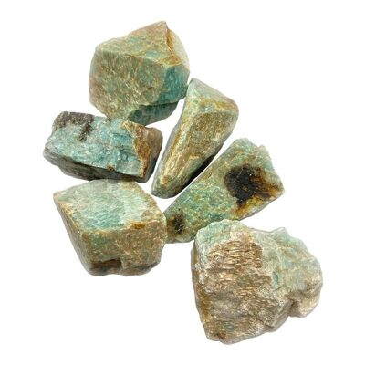 Rohe Kristalle im Rohschliff, 80–100 g, 12 Stück, Amazonit