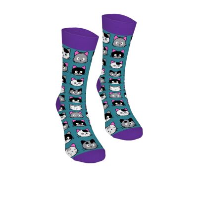 Cats Violet Colored Cotton Socks Bertoni 37-41