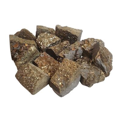 Rohe Kristalle im Rohschliff, 50–100 g, 6 Stück, Pyrit