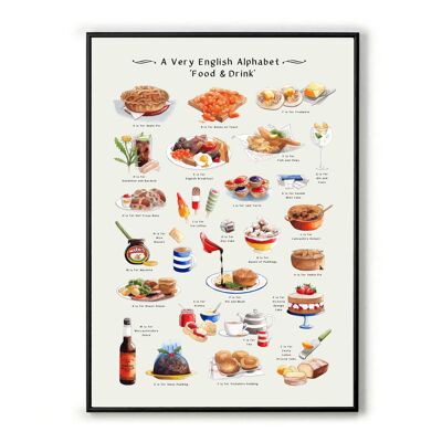Stampa A3 con alfabeto molto inglese 'Food & Drink' (senza cornice)