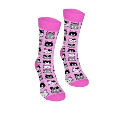 Chaussettes en coton de couleur rose Chats Bertoni 42-45