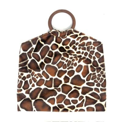 borsa stampa leopardo marrone - pelliccia sintetica - fatta a mano in Nepal