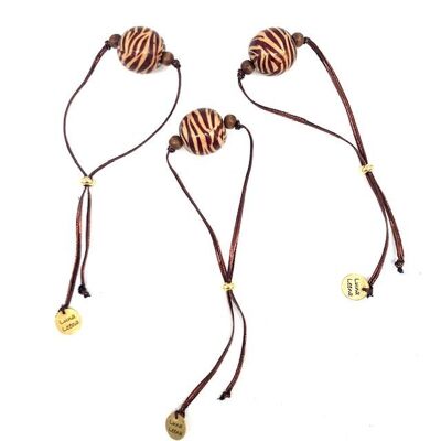braccialetto sostenibile leopardo marrone - taglia unica - realizzato con collane esistenti dal Nepal