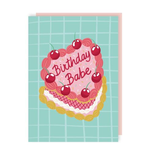Kitsch Birthday Babe Cake Card Pack of 6