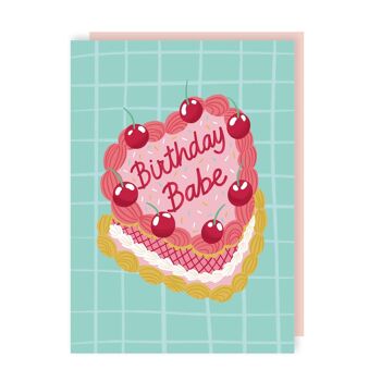 Kitsch Birthday Babe Cake Card Pack de 6