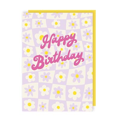 Paquete de 6 tarjetas de feliz cumpleaños con diseño floral de neón
