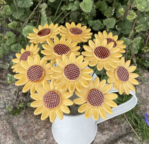 Ceramic Flower Sunflower, Plant stake