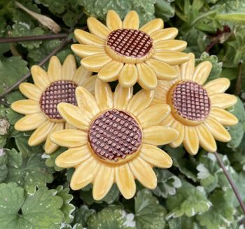 Tournesol de fleur en céramique, pieu de plante 3